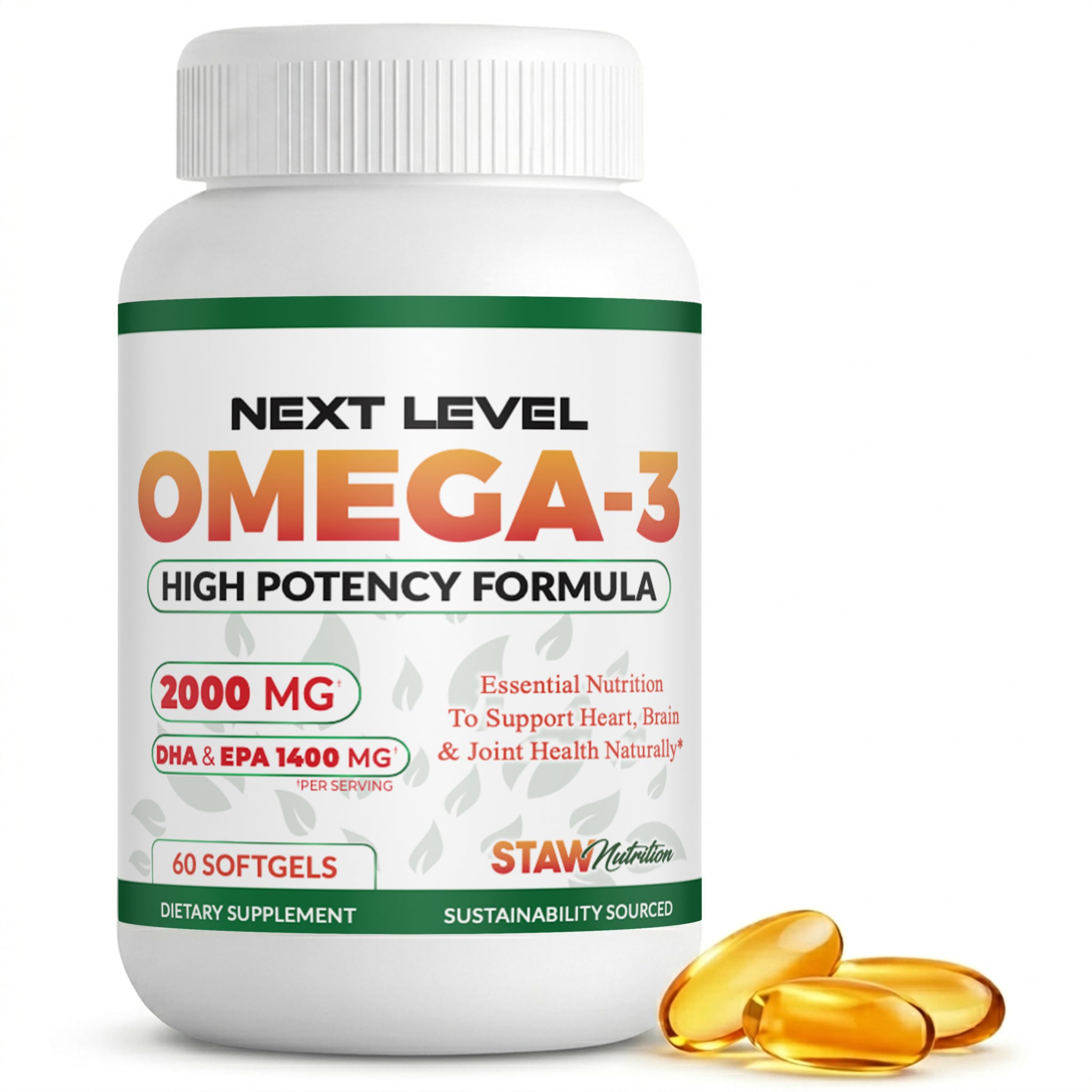 Omega 3 Fish Oil for Heart, Brain and Joint Care, 2000 mg