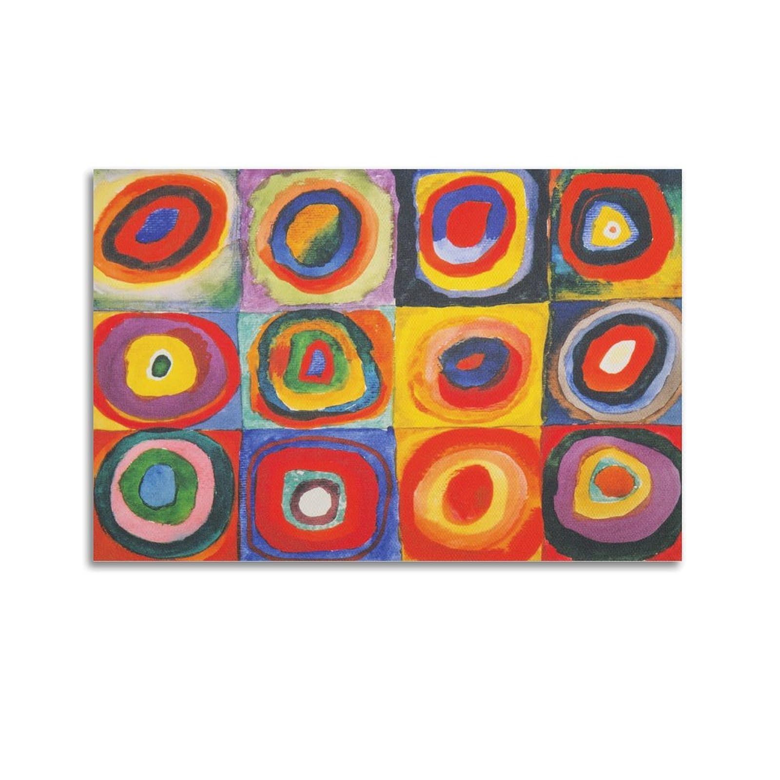 Ymxsdimds Unframe-Style Color Study Squares With Concentric Circles By Wassily Kandinsky Painting Poster Home Decor Wall Art Hanging Picture Print Bedroom Decorative Room Aesthetic 24X36inch(60X90cm)