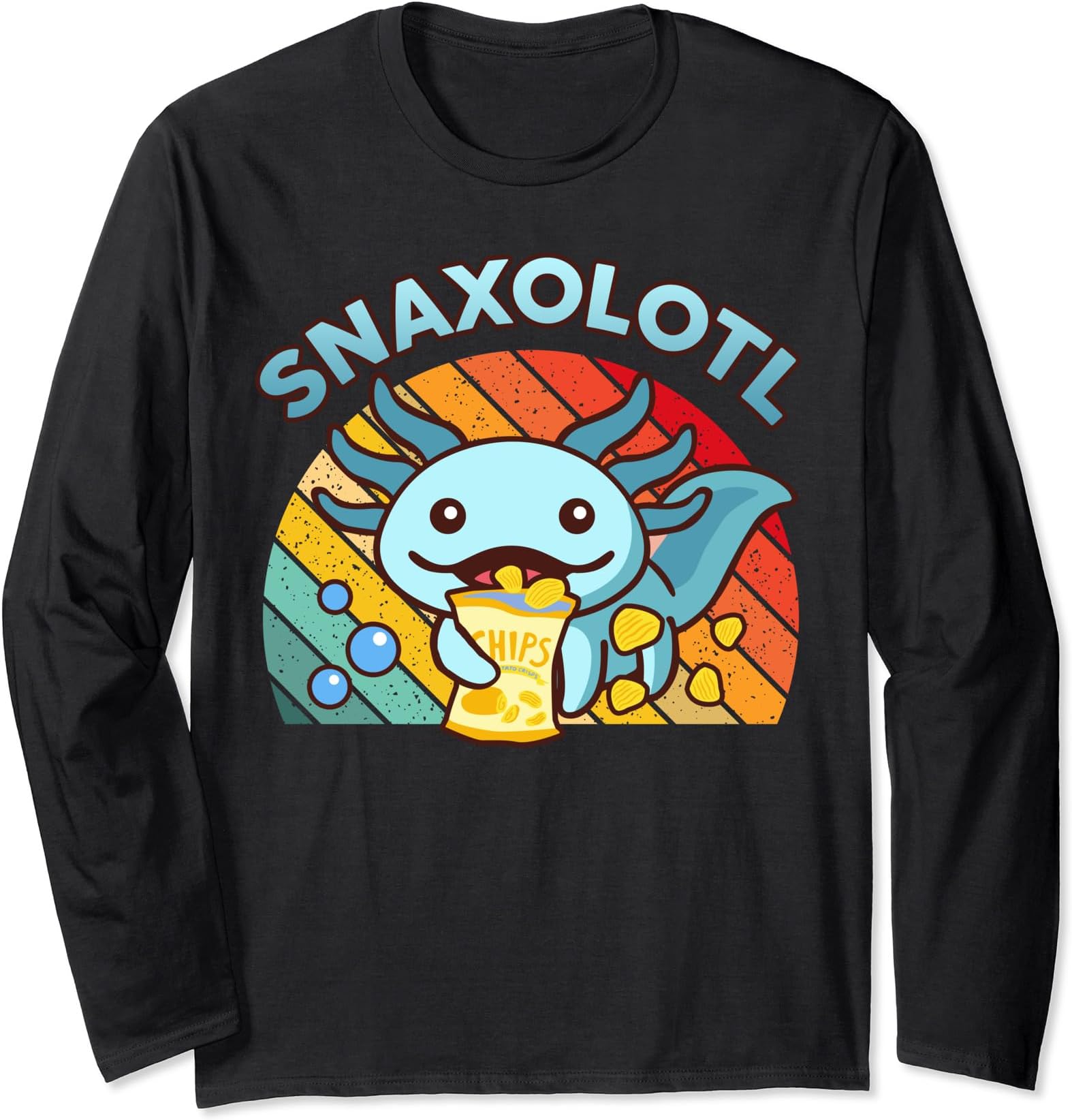 CaterpillarAxolotl-Shirt Snaxolotl Cute Axolotl Snacks Funny Food Kids Long Sleeve T-Shirt