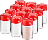 Vista 6 de Juego de 2 saleros y pimenteros de plástico con tapa con bisagras, bolsa de almuerzo antiderrames, para camping, picnic, dispensador de especias a