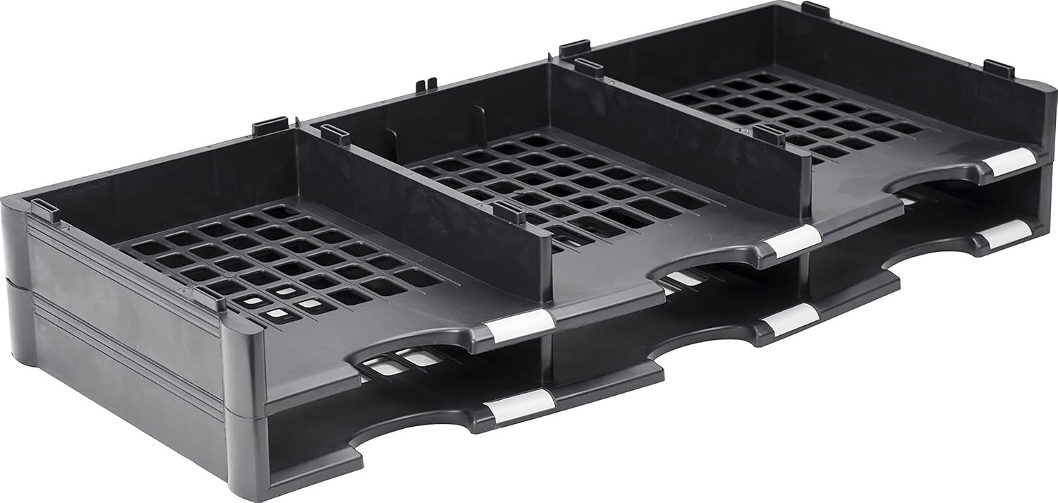 Storex 6-Compartment Literature Organizer Add-on Unit, 31.38 x 14.13 x 5.63 Inches, Black (61417U01C)