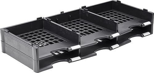 Storex Organizador de literatura de 6 compartimentos, unidad complementaria, 31.38 x 14.13 x 5.63 pulgadas, negro (61417U01C)