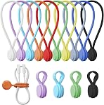 Attaches de câbles magnétiques en silicone réutilisables - 2 Tailles Combo (4pcs 2,95'' + 4pcs 7,68'') - Multi-pourboire pour le bundling de câble, l'organisation, signets & Aimants pour réfrigérateurs - Couleurs assorties, 8-Pack (8)