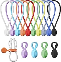 tounee Magnetic Cable Ties, Magnetic Cable Clip- 2 Sizes (4 x 7.5 cm + 4 x 19.5 cm) - Multifunctional for Organizing Cables as Bookmarks and Fridge Magnets - Colour Mix(8)