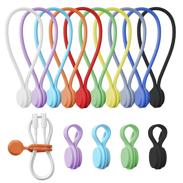 Tounee Reusable Silicone Magnetic Cable Ties - 2 Sizes Combo 4pcs 2 95 4pcs 7 68 - Multi-Purpose