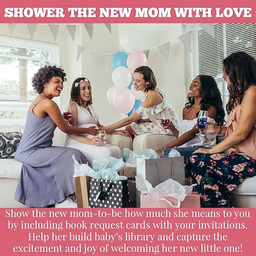 Miniatura 9 de Amanda Creation Tarjetas de vaca floral rosa acuarela "Bring a Book" para baby showers, 20 tarjetas de inserción de doble cara de 2.5 x 4 pulgadas,