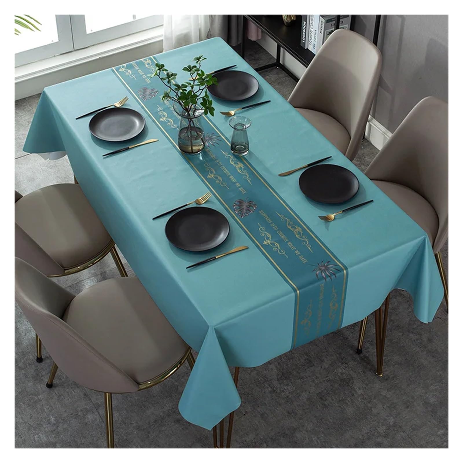 MZSKLW Waterproof Tablecloth Modern Dark Series Printing Waterproof Table Tablecloth Wedding Decoration Rectangular Coffee Tables Cover Picnic Blanket(ZBQ8370 (8),140-180cm)