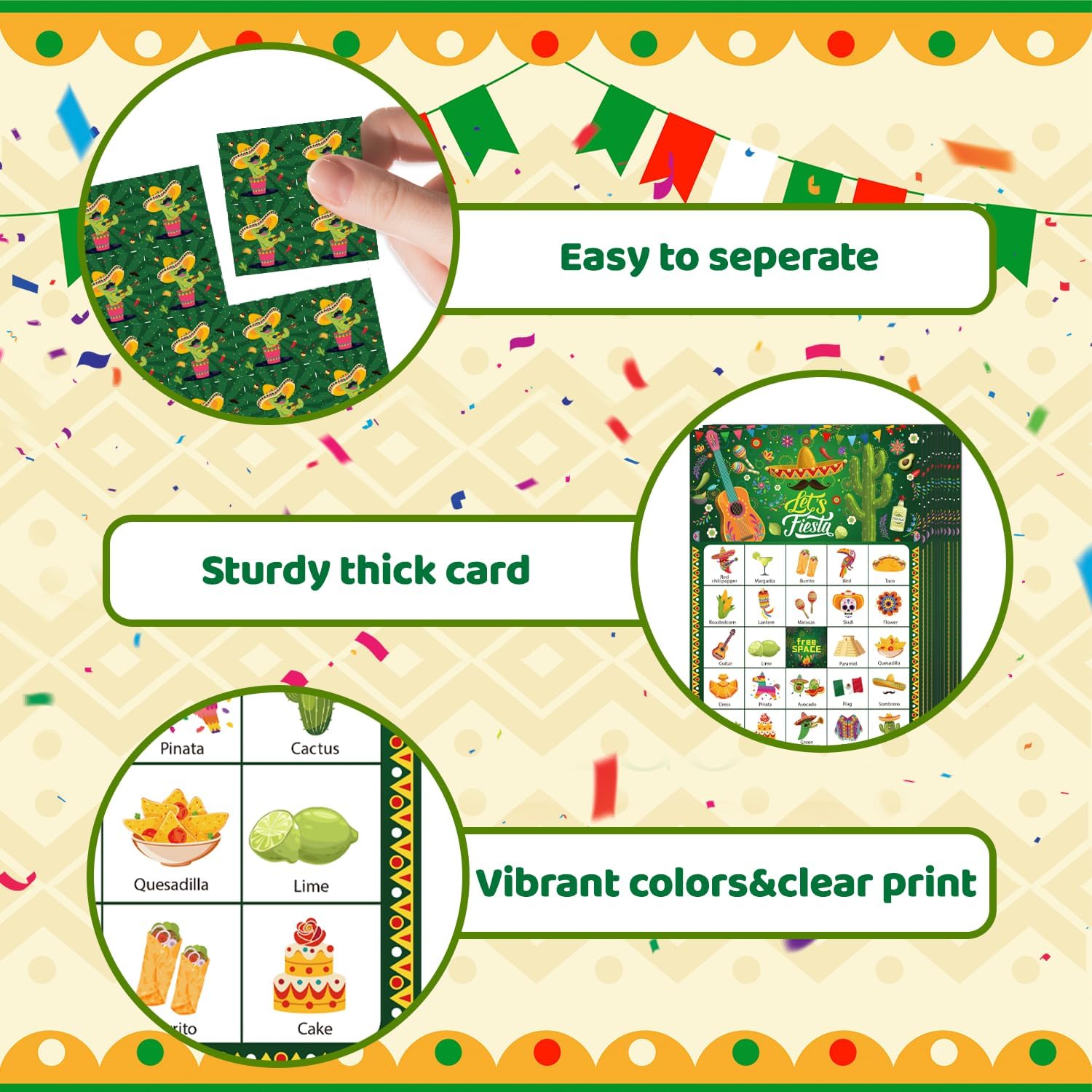 Mexico Bingo Game Cards for Cinco De Mayo Decorations, 38pcs Fiesta Bingo Games Cinco de Mayo Bingo Game Cards for Mexican Fiesta Party Decorations