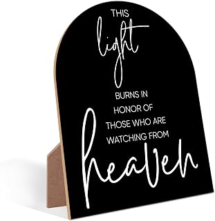 This Light Burns in Honor of those Watching from Heaven, Minimalist Black Arch Sign, Memorial Wedding Sign, Memorial Table Decorations, In Loving Memory Gifts, Funeral Gifts for Loss of Loved One, 3