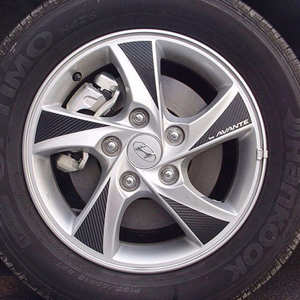 CAR AUTO Carbon Tuning Wheel Hub Mask Decal Sticker Set for Hyundai Elantra/Avante MD 2011-14 15"