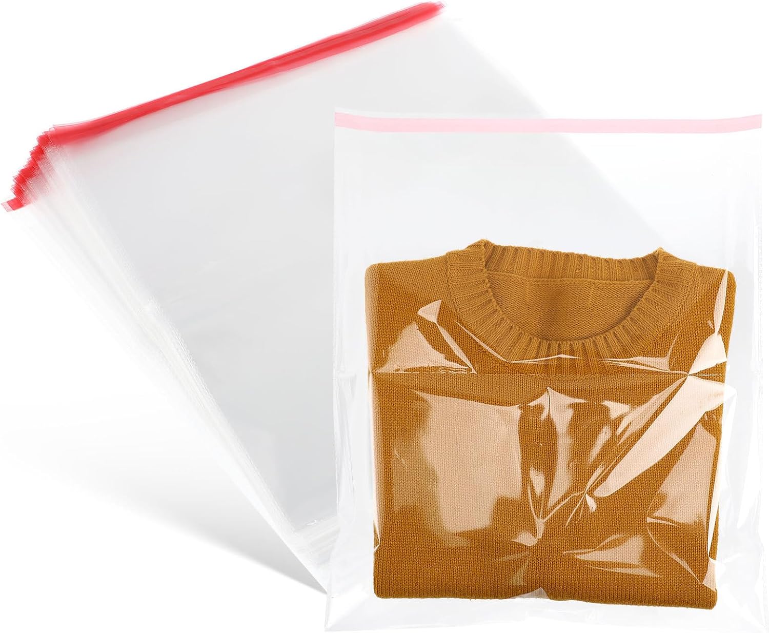 VALICLUD 100pcs Opp Self-sealing Cellophane Bags 38x45cm Double-sided Adhesive, Resealable Packing Bags for Small Business Clothing and Treats Packaging