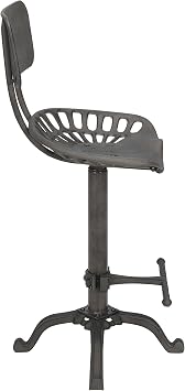 Carolina Living August Farmhouse Iron Tractor Seat Barstool for Kitchen, Bar, Counter or High Top Dining Tables with Back and Foot Rest, Adjustable up to 47.25 inches, Industrial