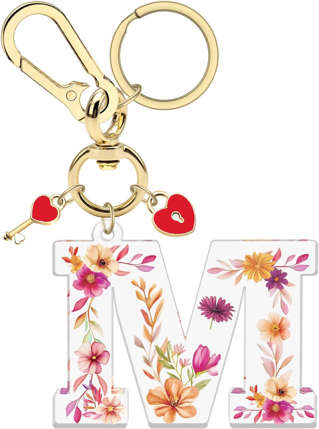 Xiahuyu Initial Letter Keychain for Women Girls Heart Pendant Key Ring Cute Letter Keychain Charms for Key Backpack Bag Purse