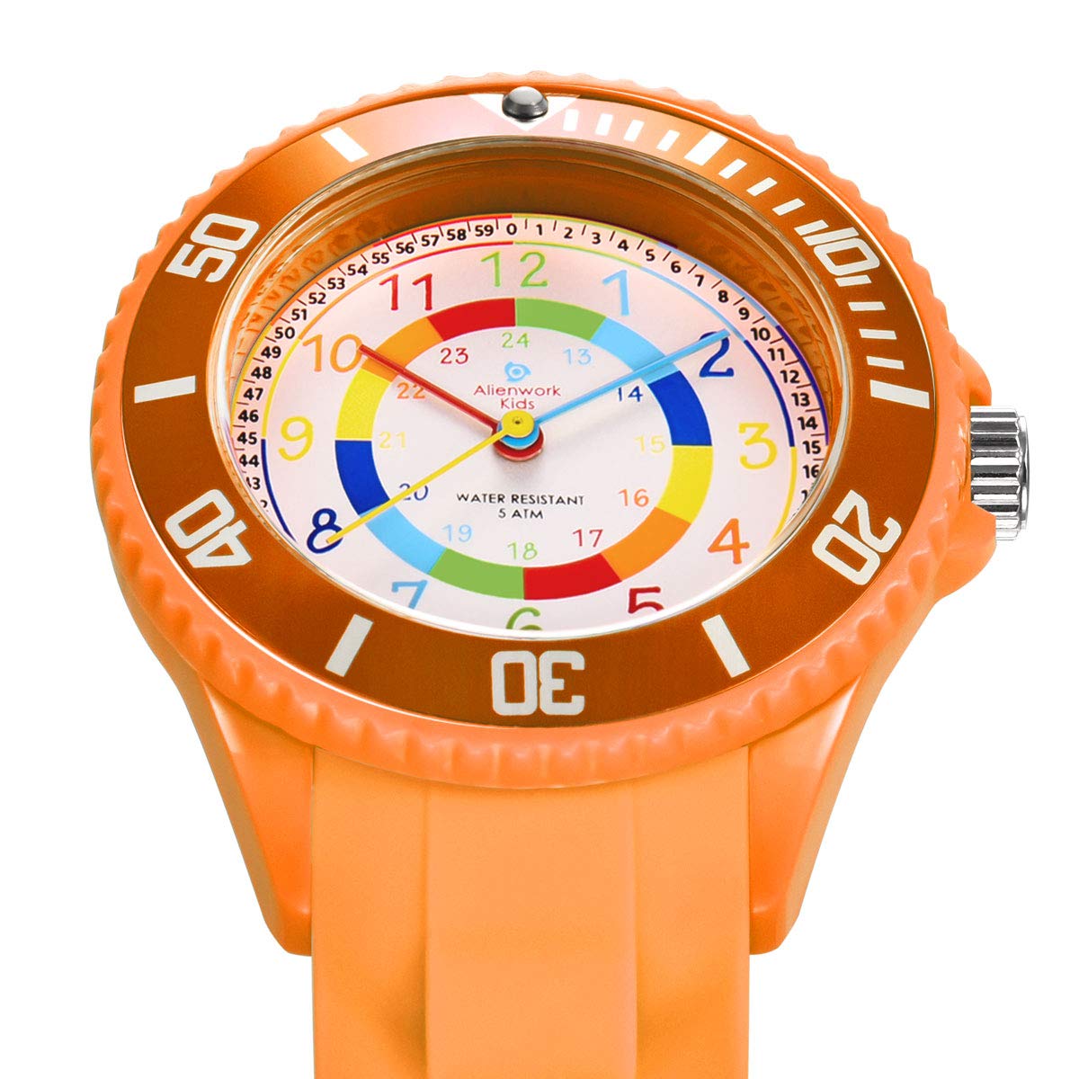 Alienwork Kids Orologio di Apprendimento Bambini Ragazzi Ragazze Tempo di Apprendimento Impermeabile 5 ATM