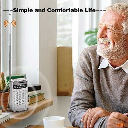Miniatura 10 de Radio portátil AM FM, radio transistor Goodes con altavoz, conector para auriculares, radio a batería 2AA para recepción de largo alcance, radio de