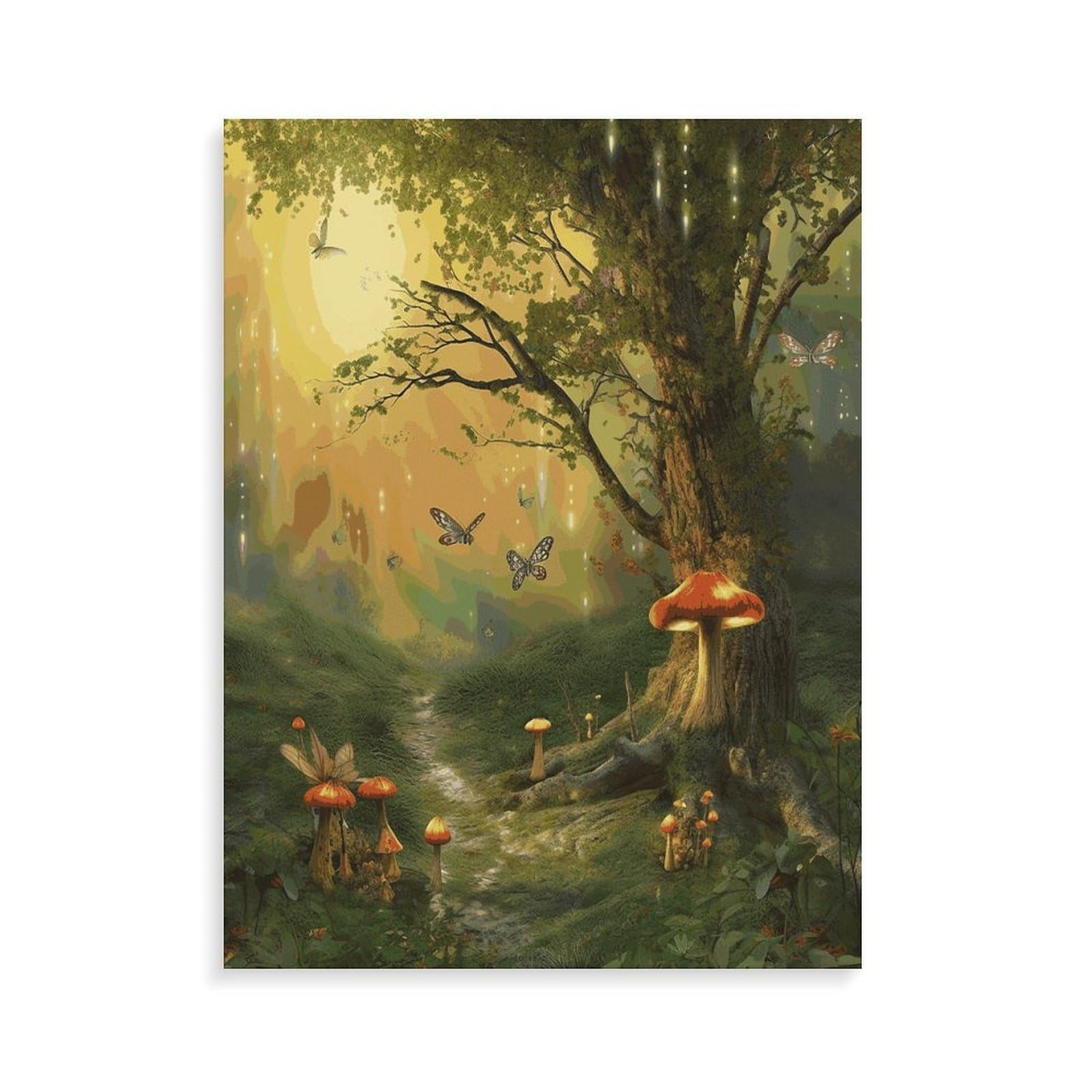 Malen nach Zahlen-Set, Wald mit Feen, Schmetterlingen, Elfen, für Erwachsene, Anfänger, Erwachsene, Malen nach Zahlen, Kits auf Leinwand, DIY-Acryl-Ölfarben, Gemälde mit Pinseln für Geschenk