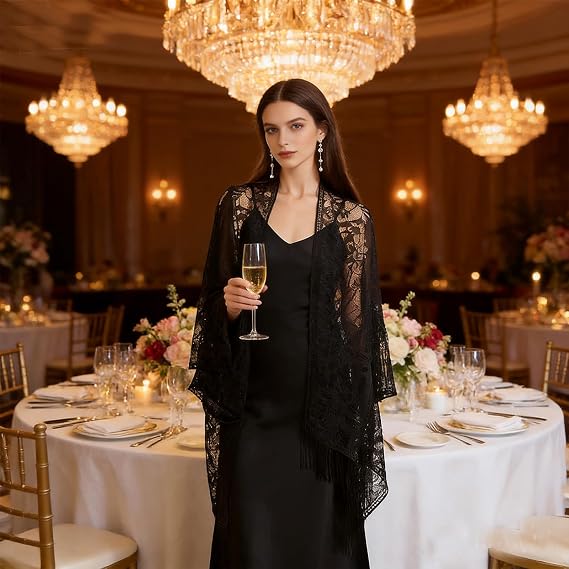 vimate Lace Floral Shawls and Wraps for Women Evening Formal Dresses Wedding Bridal Shawl Scarf