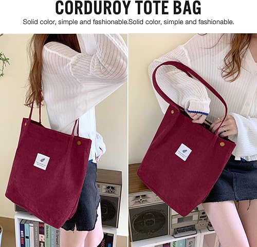 Miniatura 10 de Ndeno Bolsas de mano para mujer, bolsa de hombro de pana con bolsillo interior para trabajo, playa, almuerzo, viajes, compras, compras