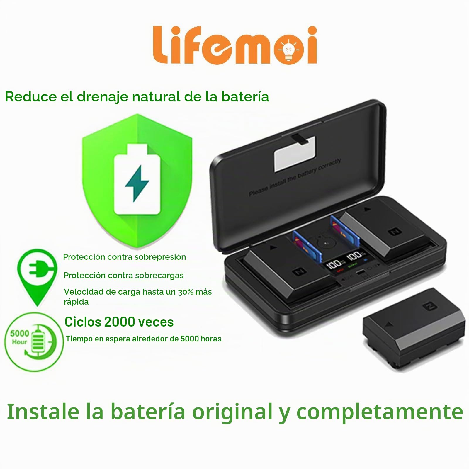 LP-E17 (1200 mA) Juego de cargador multifuncional para cámara (incluye dos baterías) compatible con Canon EOS 200D/200D2 M3/5/6 750D/760D/800D/850D/8000D/9000D/77D T6i/T6s/X8i/T8i/T7i