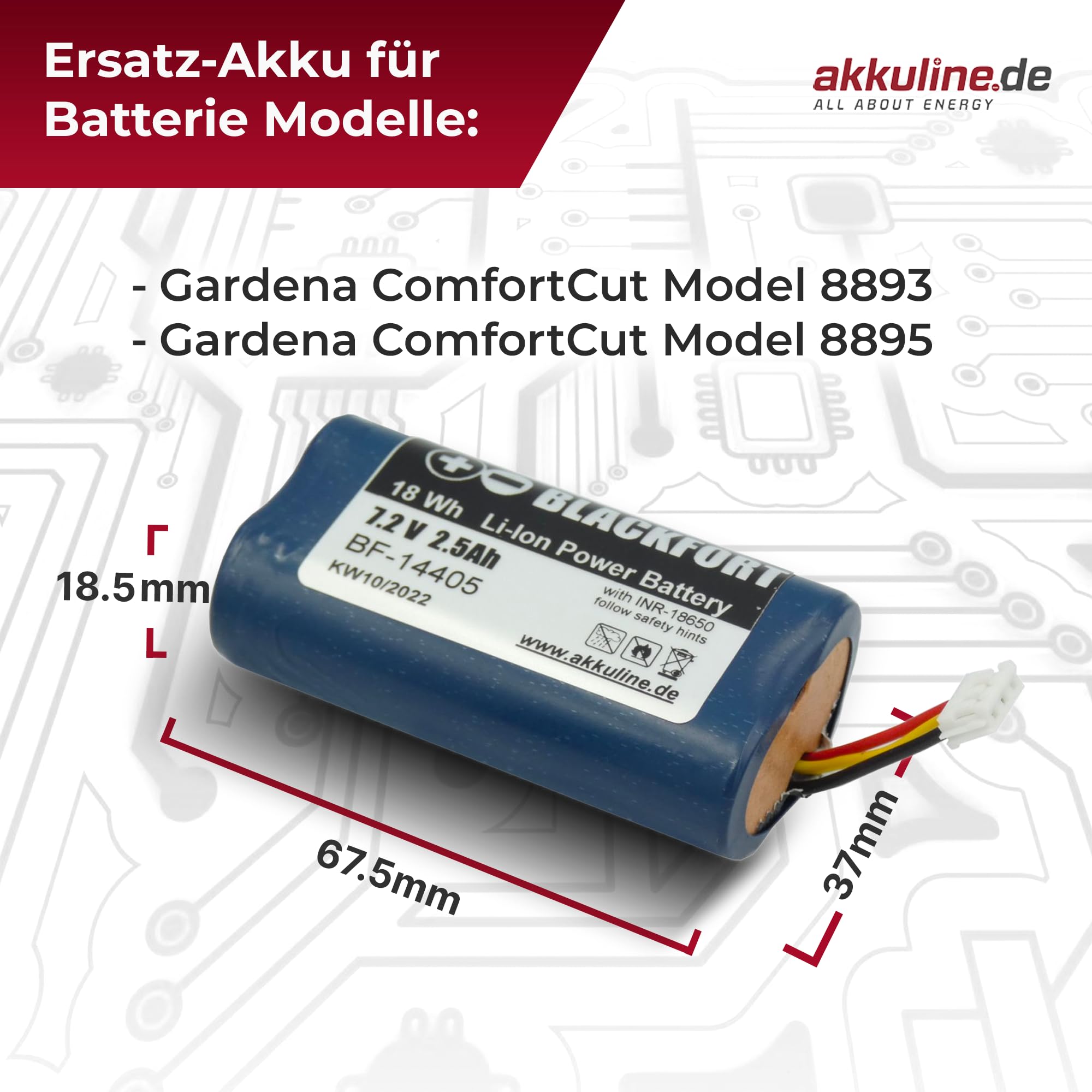 Ersatzakku Für Gardena ComfortCut 7,2V - Li-Ion Akku 2500mAh