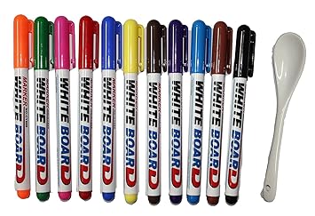 DS Enterprise Floating water pen Water painting whiteboard pen, doodle water floating Pen, water writing mat Pen, 12 pcs colorful magical water painting pen and 1 spoon for kids