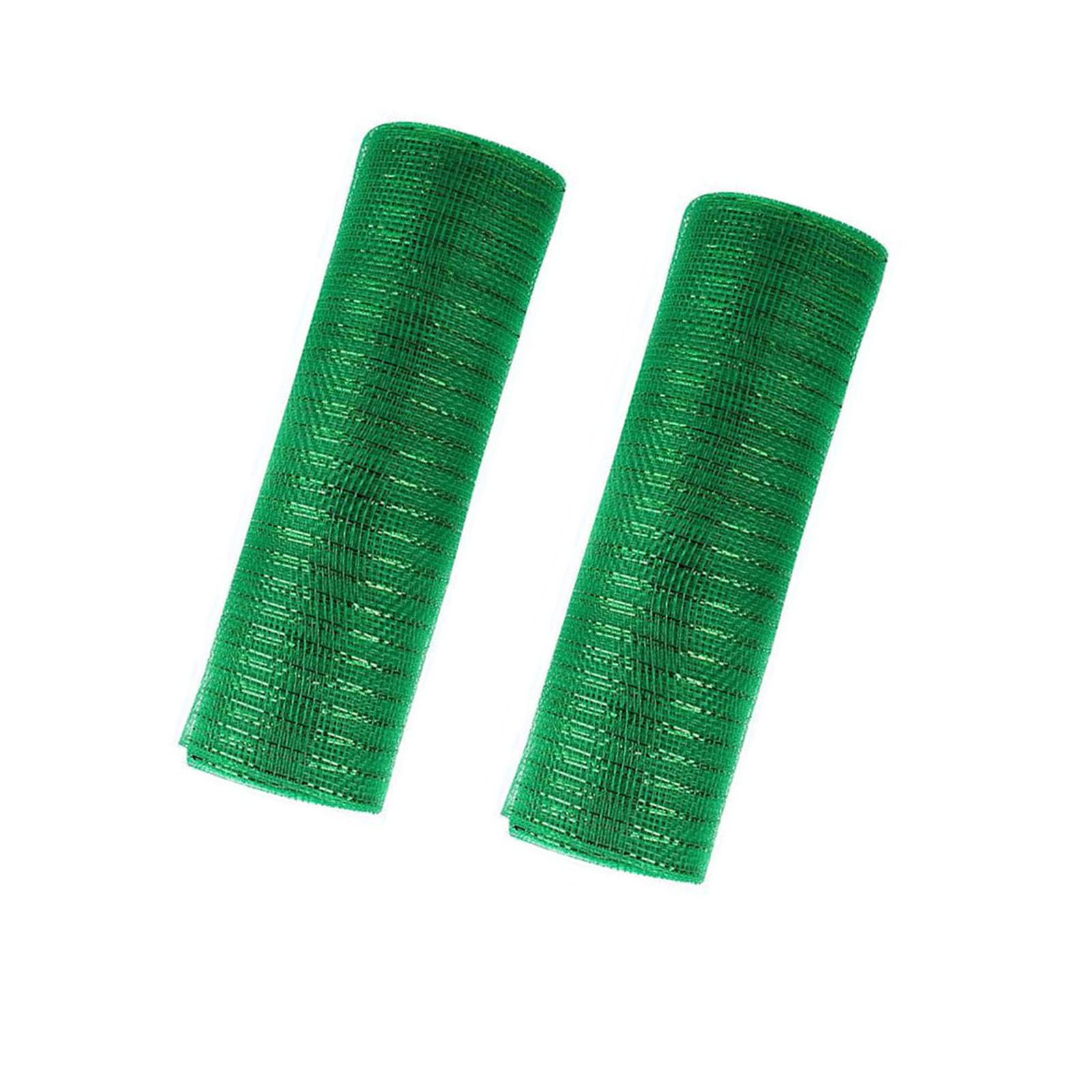 JStnana 2 Rolls Green Mesh Ribbon for Wreath Crafts,10 Inch x 30FT Metallic Foil Deco Mesh Ribbon Fabric Mesh for Easter Christmas Halloween