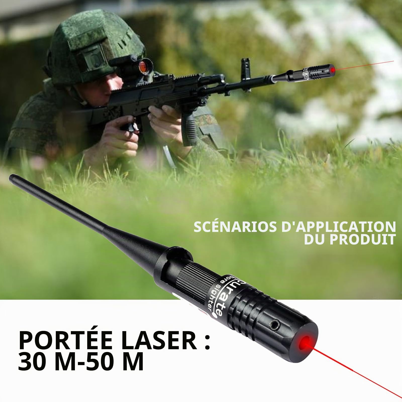 Bore Sighter, Kit Professionnel De Visée D'alésage, Compatible Calibres .22 À .50 Viseur À Alésage Rouge, Alliage D'aluminium Brossé Noir, Kit De Réglage De La Visée Pour L'Étalonnage Horizontal