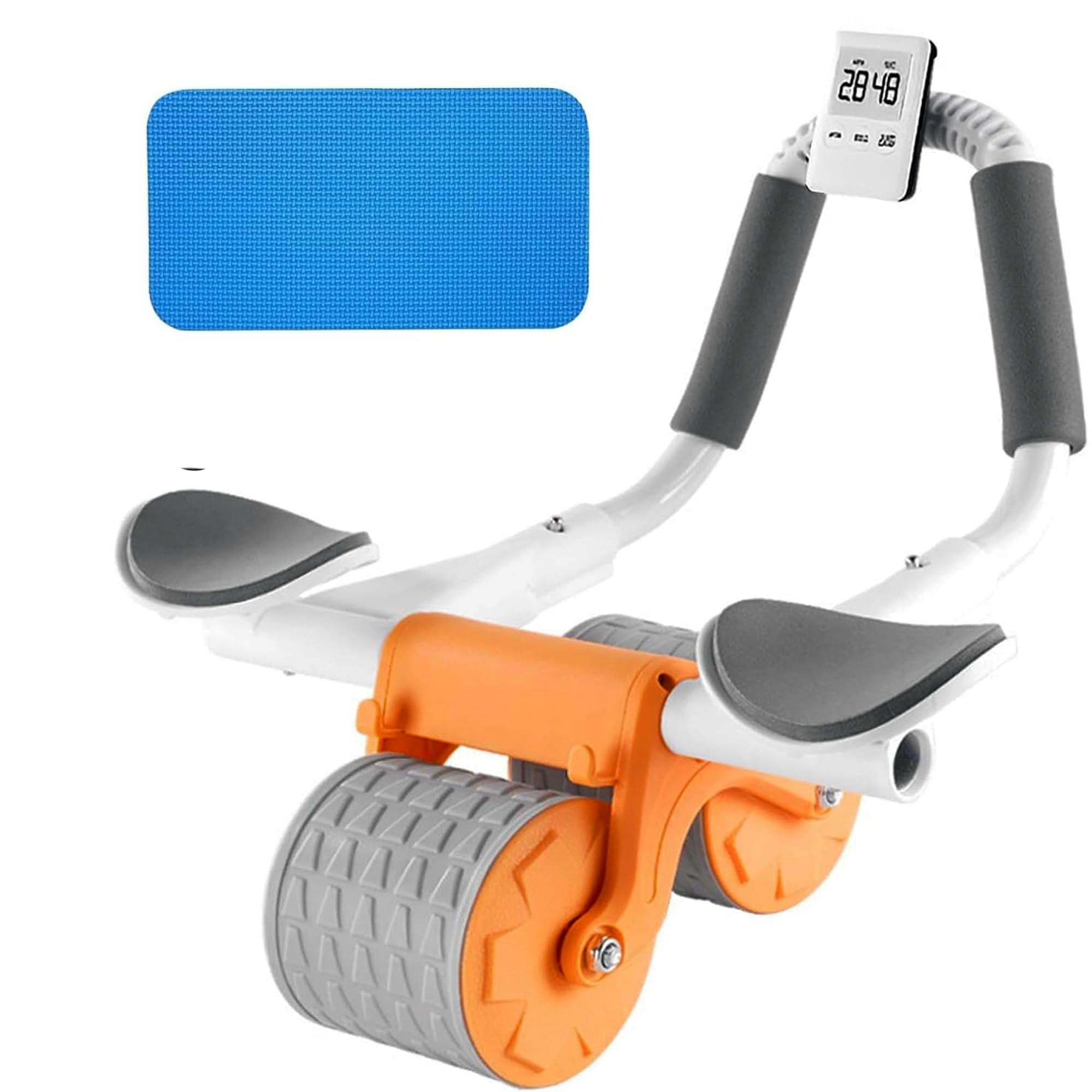 US1984 Automatic Rebound Abdominal Roller Wheel Kit, Elbow Support with Knee Pad & Timer, Ab Roller Workout Equipment, Abs Fitness and Dynamic Core Trainer Plank Exercise for Home Gym (Orange)-image-47