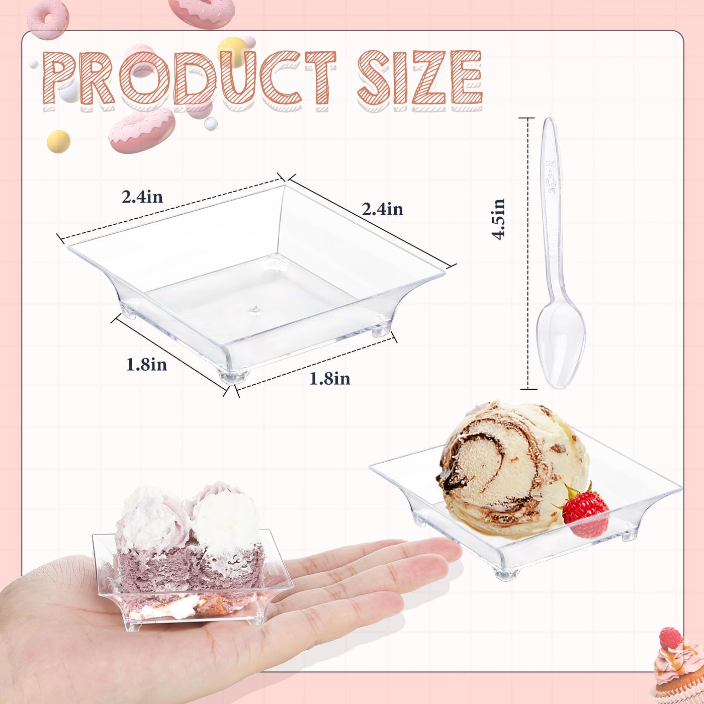 KesaPlan 300 Pack Mini Dessert Plates with Tasting Spoons for 150 Guests