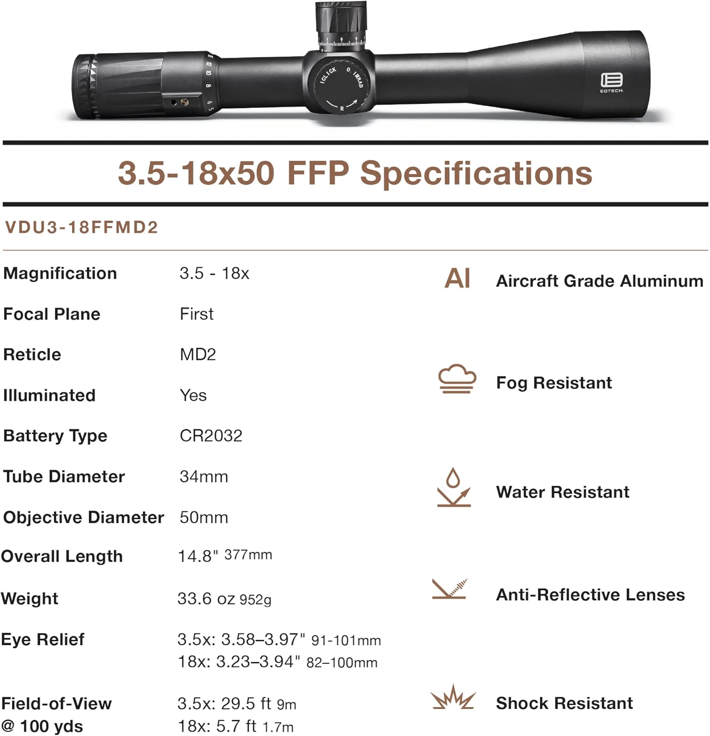 EOTECH Vudu 3.5-18x50mm Precision Rifle Scope