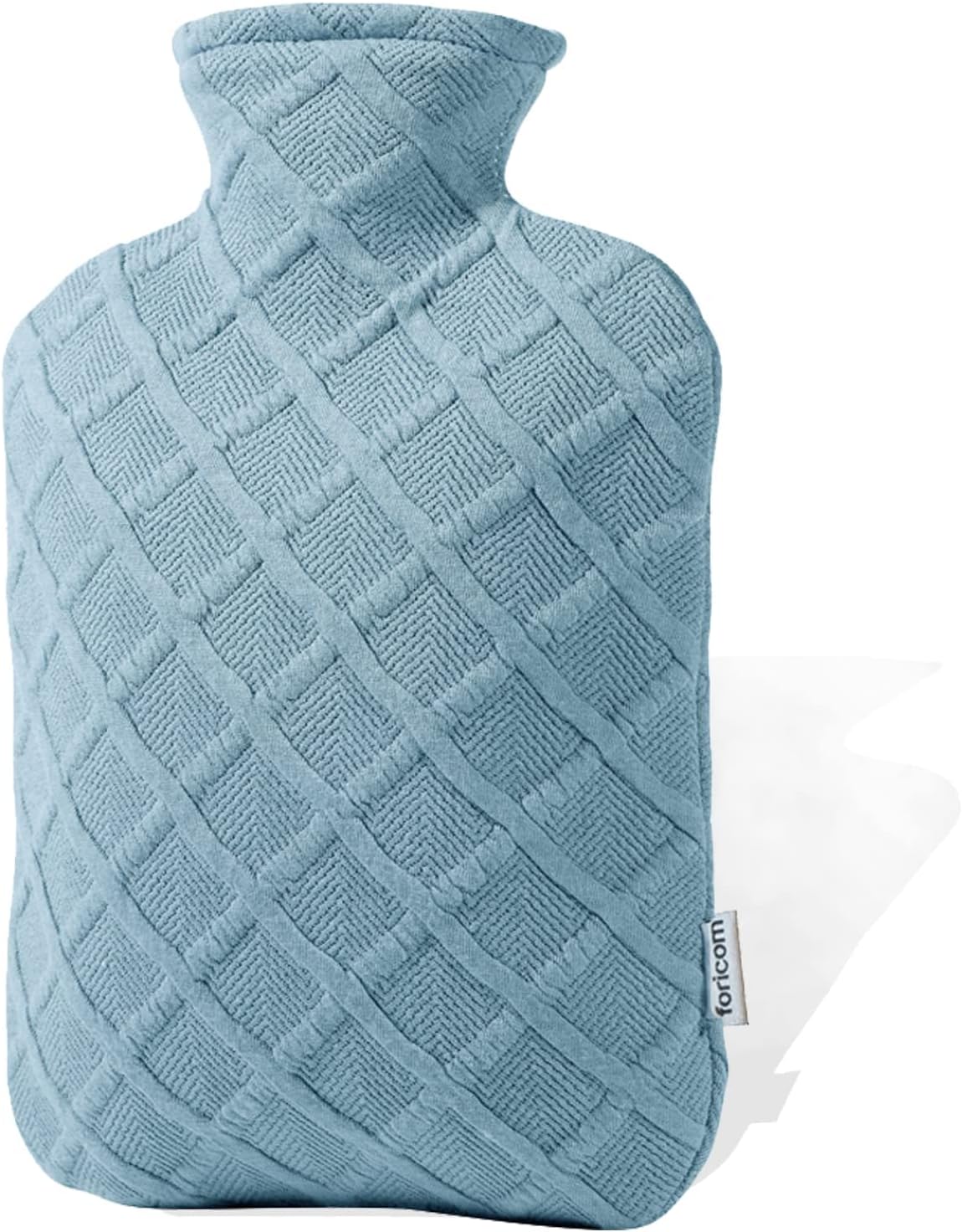 FORICOM Hot Water Bottle, 2L, 6-Hour Heat Retention, PVC Heating Pad, Easy to Use, Hot Bag for Cramps, Joint Pain, Rheumatism, Cooling Relief, Pain Relief for Women (Sky Blue 2L)