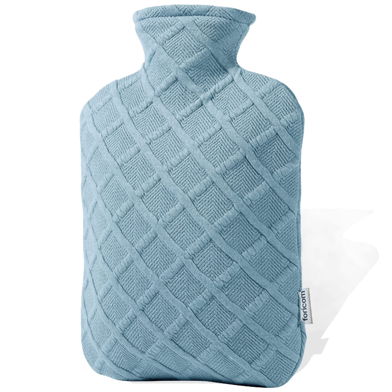 FORICOM Hot Water Bottle, 2L, 6-Hour Heat Retention, PVC Heating Pad, Easy to Use, Hot Bag for Cramps, Pain Relief for Women, Sky Blue