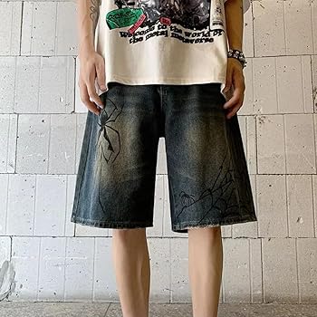 MIFJNF Y2K Jean Jorts Spider Baggy Casual Loose Straight Wide Leg