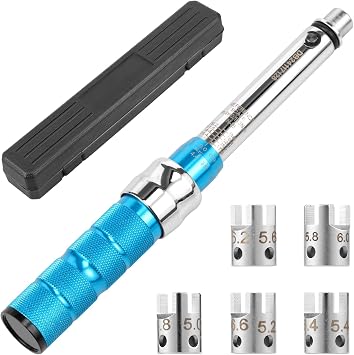 Motorcycle Spoke Torque Wrench, 2-10NM Spoke Torque Wrench with 5 Interchangeable Heads,Ideal for Bike and Motorcycle Wheel Maintenance and Adjustments