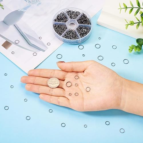 Miniatura 7 de Pandahall - 1 caja1745 anillos de hierro abiertos redondos para joyería de 0.157 in0.197 in0.236 in0.276 in0.315 in0.394 in Gunmetal