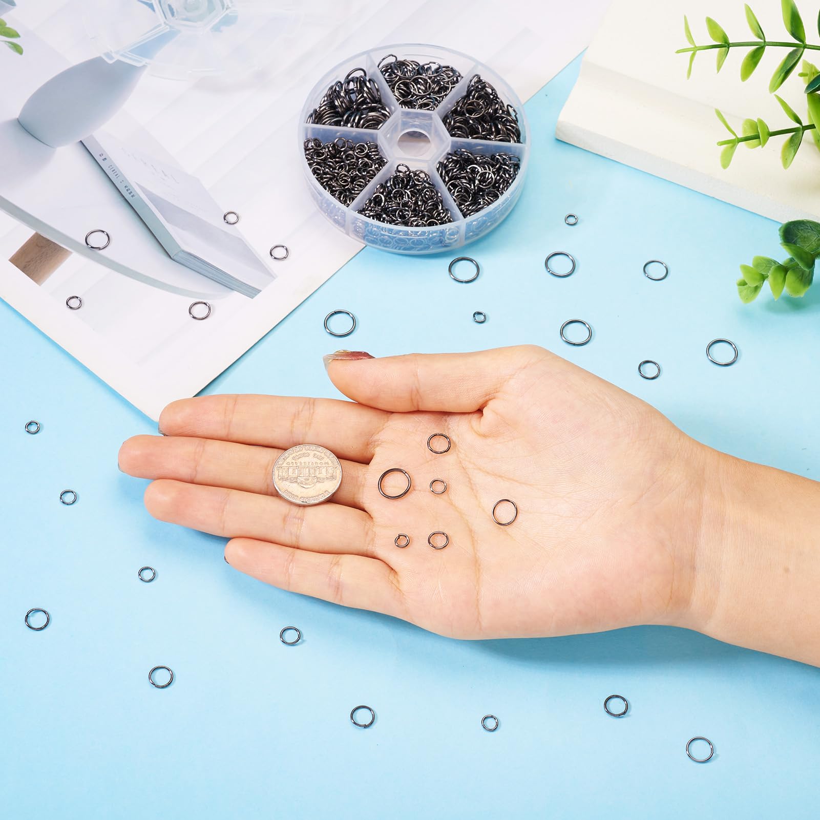 Pandahall 1Box/1745pcs Iron Open Round Jump Rings Split Rings Single Loop for Jewelry Makings 4mm/5mm/6mm/7mm/8mm/10mm Gunmetal - Image 7