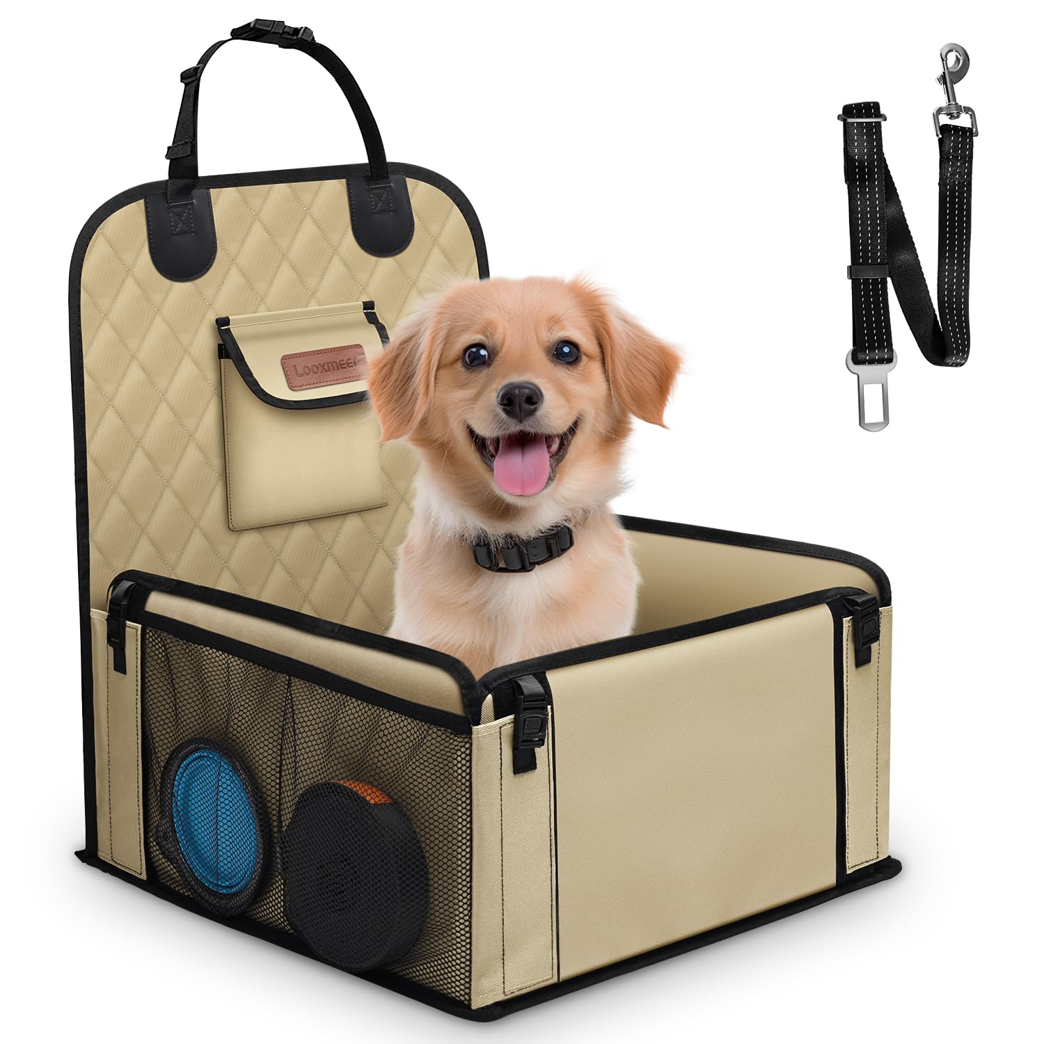 Trasporto Animali Seggiolino Auto Per Cani Piccoli - Letto Viaggio Fino A 12kg, Cuscino Lavabile, Tasche, Nero Trasporto Cani Sicuro