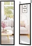 Tangkula Full Length Door Mirror Wall Mirror, 42.5”x14” Over The Door Mirror with 2 Sets of Height Adjusting Hanging Hooks, Rectangle Hanging Wall Mounted Mirror for Home Office Dorm