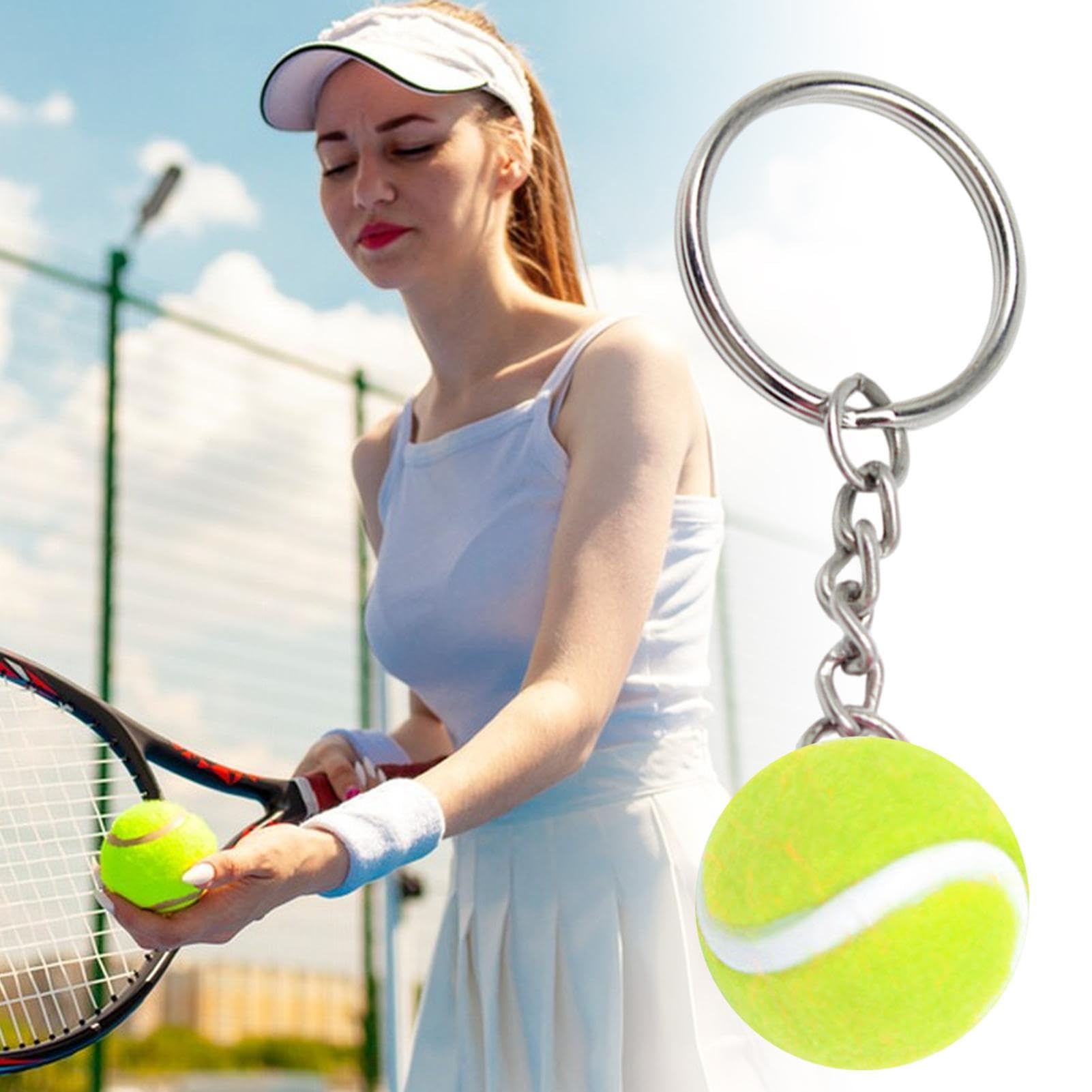 Portachiavi Da Tennis - Piccola Palla, Sfera e Sportivo | Ciondolo Unico per Borsa e Auto, Giocattoli per Premio Scolastico