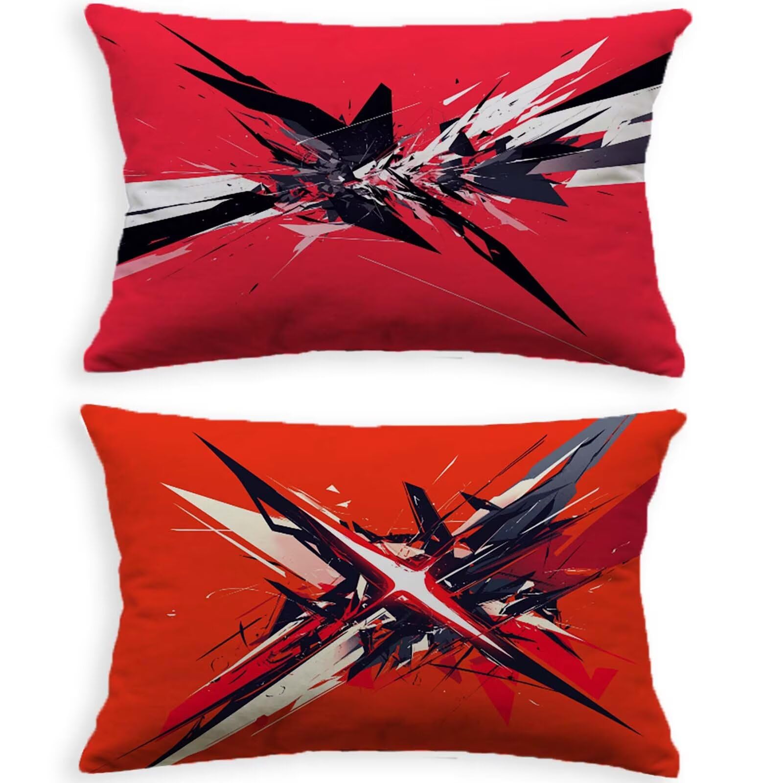 Housse de coussin rouge 80x100 lot de 2 velours abstrait rectangulaire deco salon