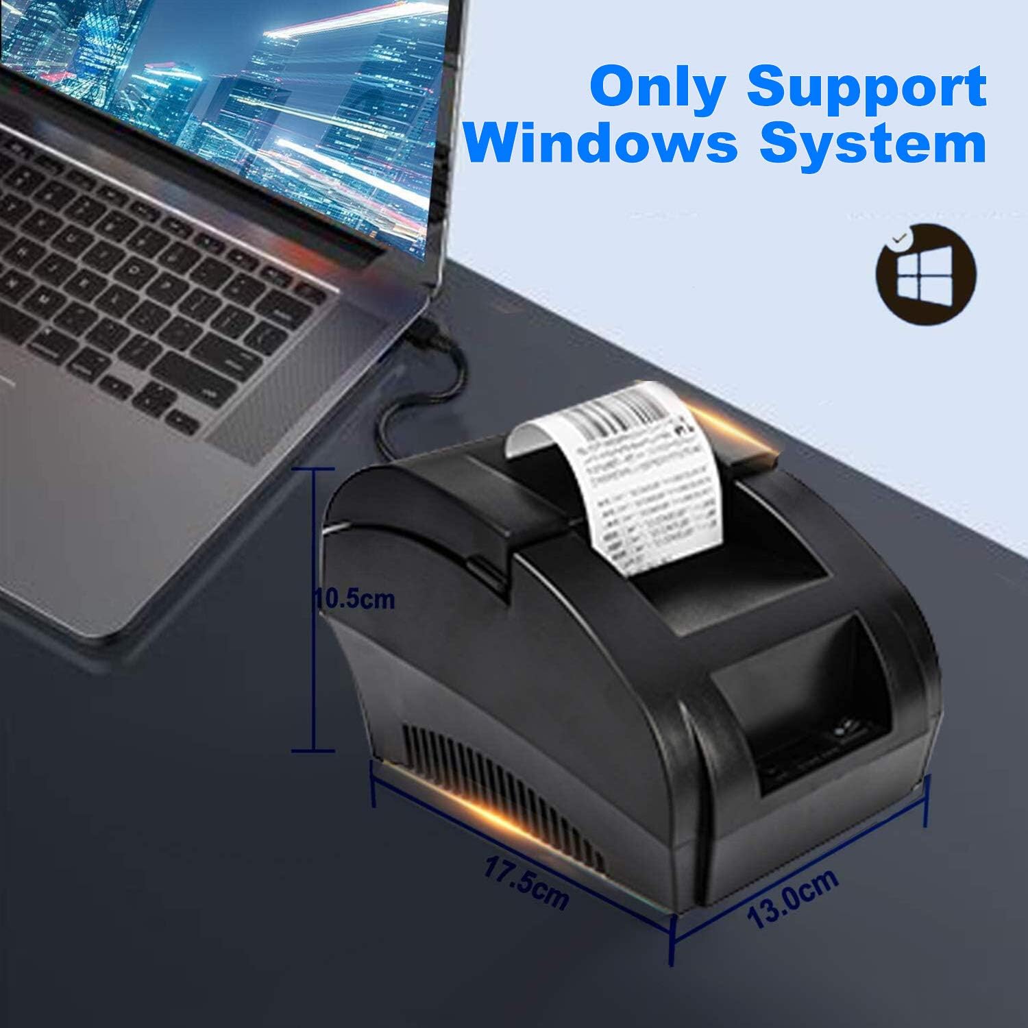 TEROW T5890K Receipt Printer 58mm Thermal POS Printer Portable USB Desktop Barcode Bill Printer 90mm/s High Speed Mini Small Printing Machine Support ESC/POS for Shipping/Business/Restaurant/Kitchen: Electronics