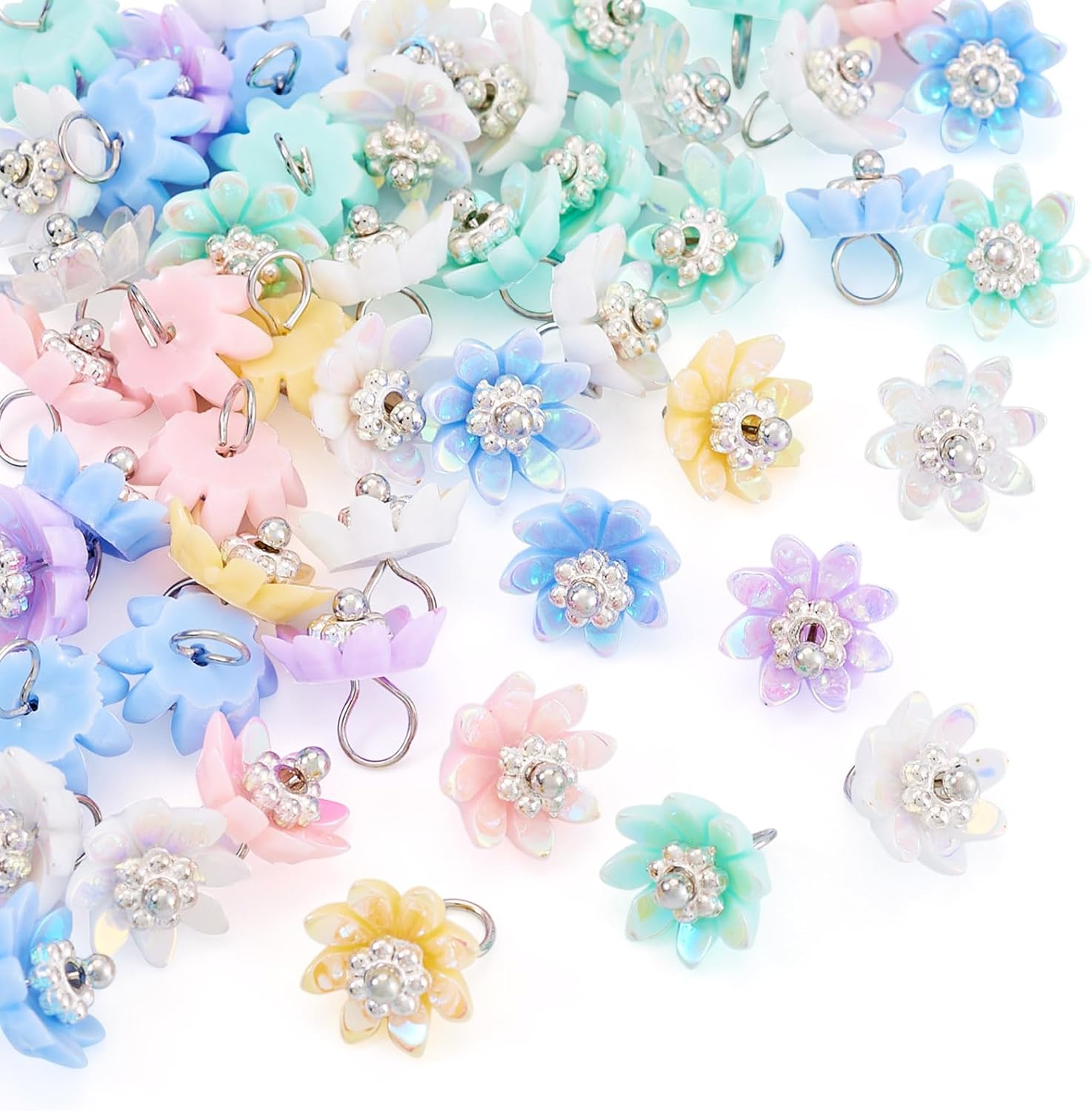 Cheriswelry Flower Pendants Resin Floral Dangle Charms AB Color Flower Earring Charms for DIY Crafts Necklace Bracelet Jewelry Making Decoration - Image 7