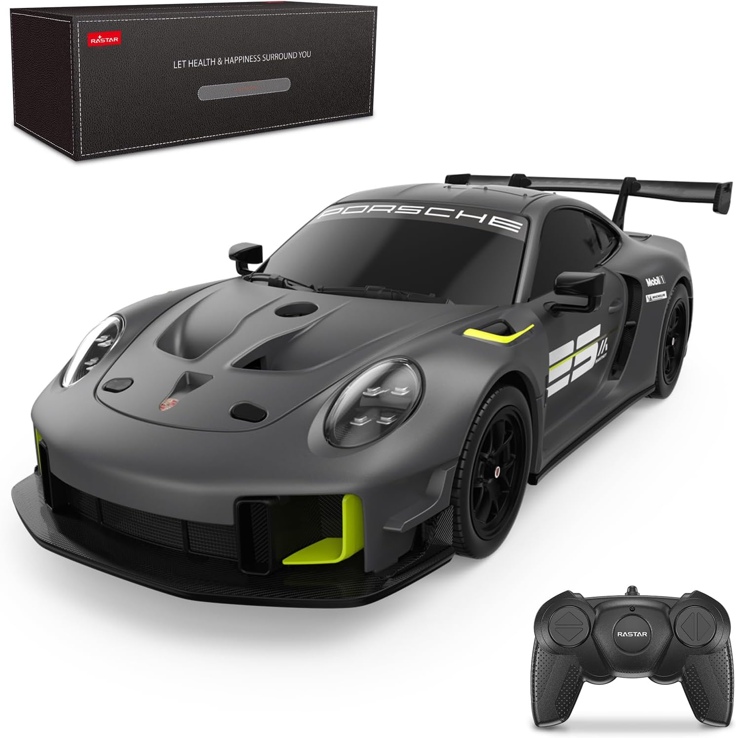 Porsche 911 GT2 RS Model Car, 1:24 Scale RC Porsche 911 GT2 RS Clubsport 25 Remote Control Car for for Kids Adults, RC Sports Supercar Grey