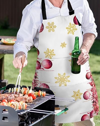 Miniatura 5 de Christmas Flower Bib Aprons for Women With Pockets, Waterproof Canvas Chef Kitchen Cooking Apron for PaintingHair StylistNail TechnicianKids Arts