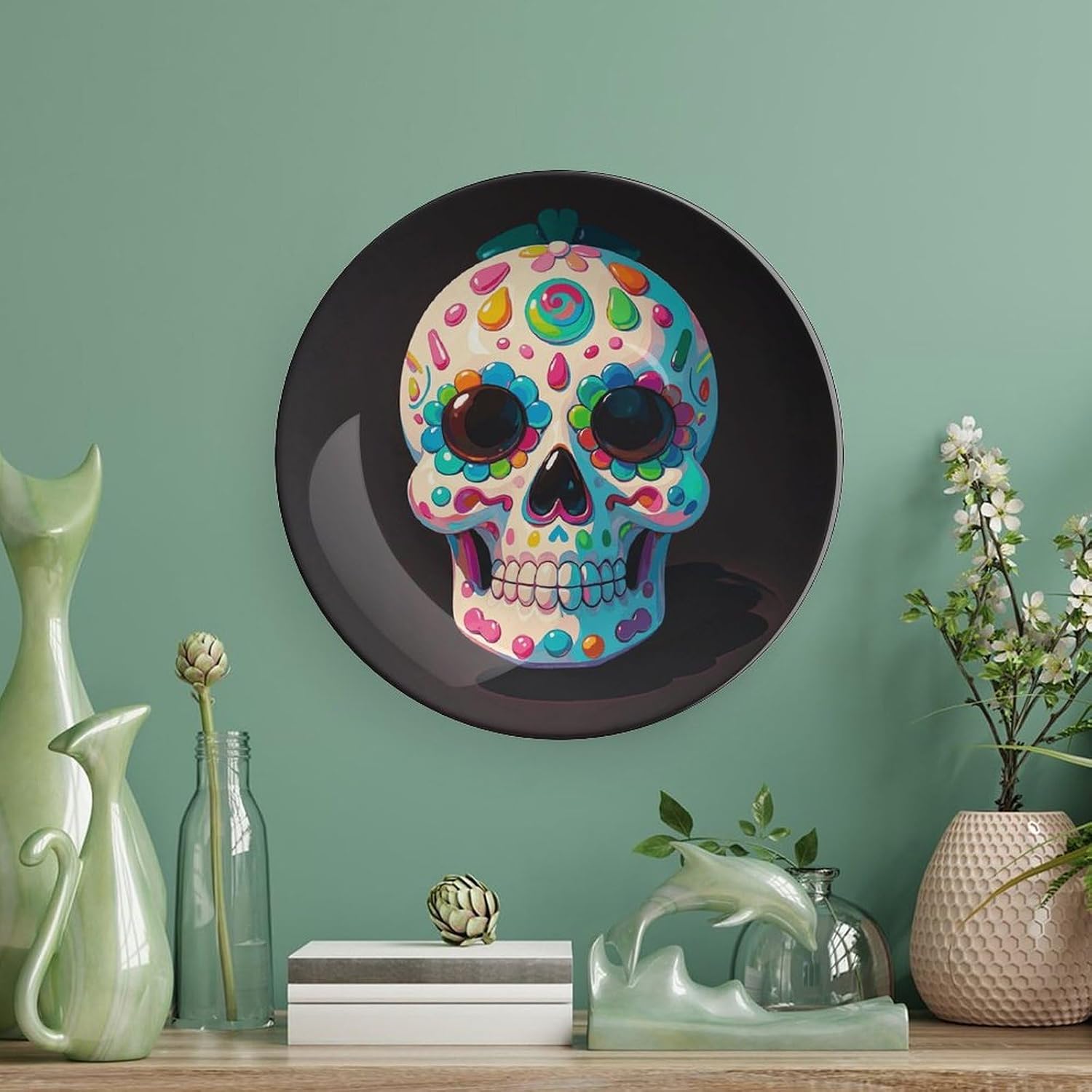 Candy Skull Ceramic Decorative Plate, Bone China Plates image 5