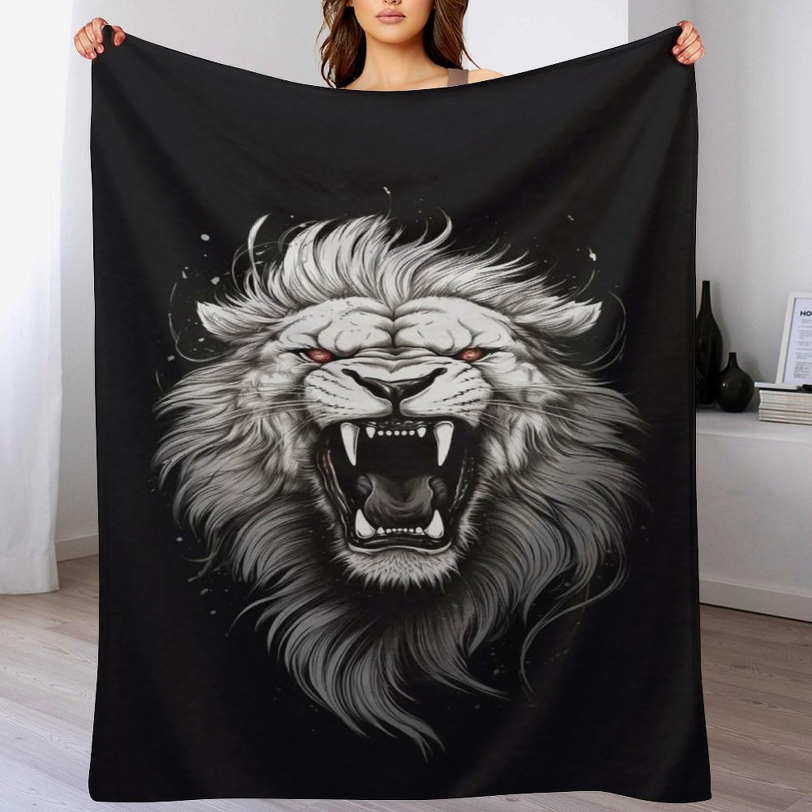 Couverture lion 3D polaire chaude flannel toutes saisons