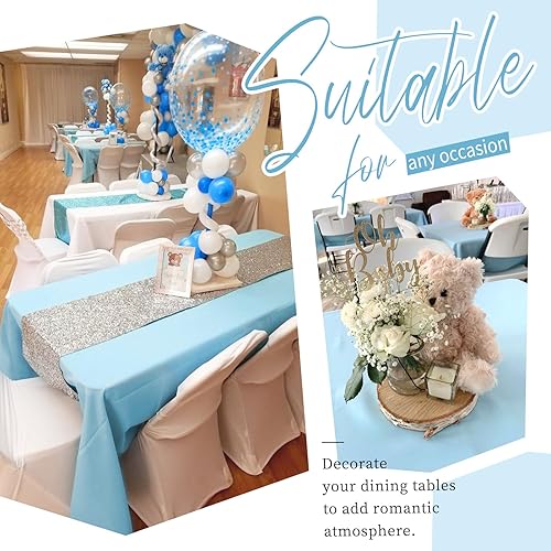 Miniatura 72 de Paquete de 8 manteles redondos blancos de 90 pulgadas, manteles redondos de poliéster lavables para mesa de tela decorativa resistente a