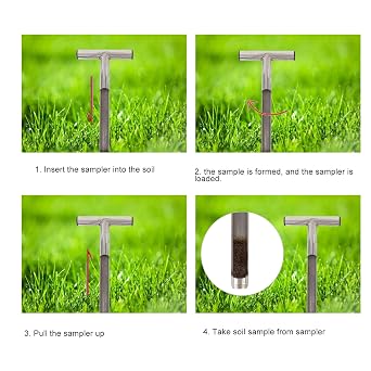 Generic 2 Pcs Soil Sampler Probe, Stainless Steel Soil Analysis Kit, Reusable Sample Bags with T Handle, Ideal for Garden, Lawn & Forestry