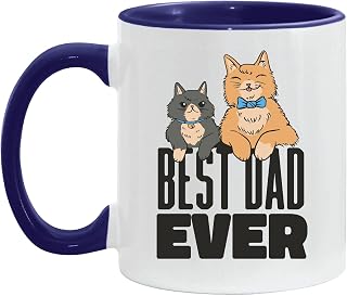 Best Dad Ever Gift for Father and Son Cat Lovers Pets Quote 11oz 15oz Inner Color Accent Mug