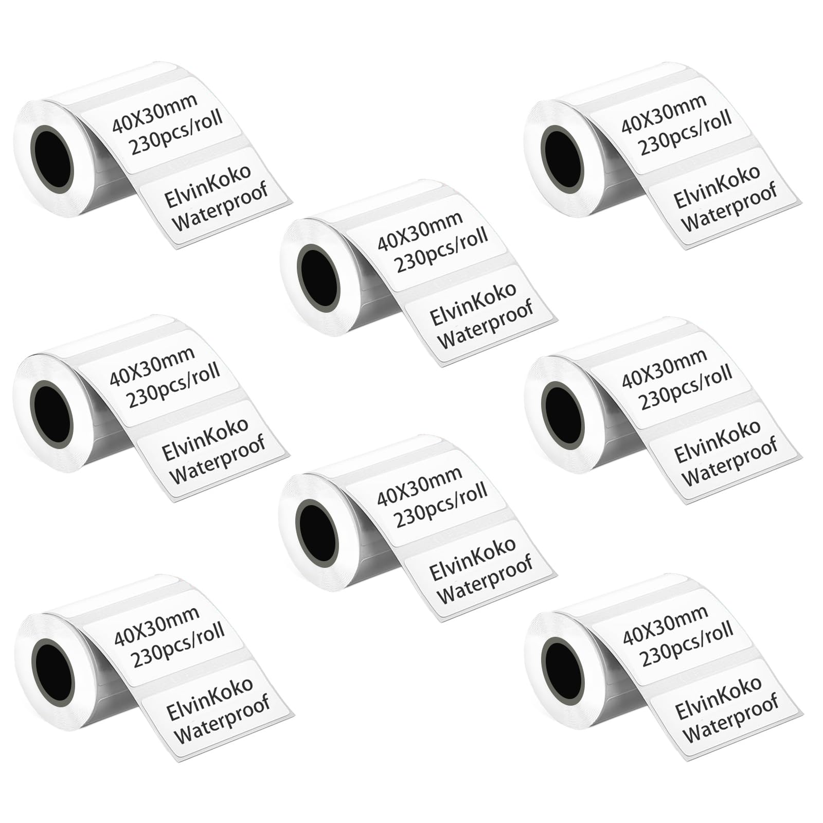 8 rollos de etiquetas térmicas M110 para papeles de etiquetas M221/M220/M120/M200 de 1.57 x 1.18 pulgadas, 230 etiquetas/rollo de etiquetas impermeables P50 40 x 30